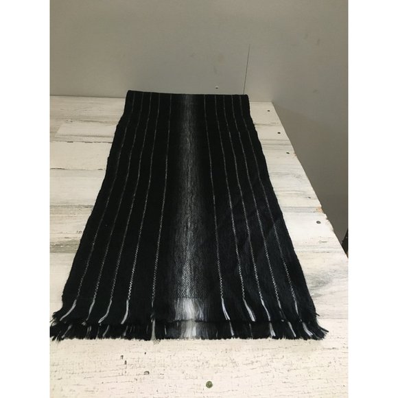 Shupaca Alpaca black, white, gray 11 1/2”x77” scarf with fringe - Picture 1 of 4